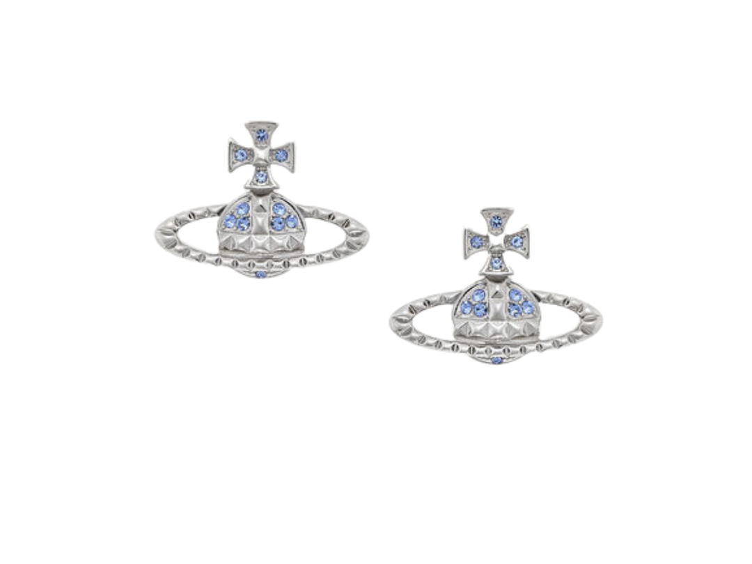 Vivienne Westwood Vivienne Westwood Mayfair Bas Relief Earrings In Rhodium Light Sapphire Crystal