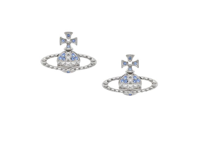 Vivienne Westwood Vivienne Westwood Mayfair Bas Relief Earrings In Rhodium Light Sapphire Crystal - view 1