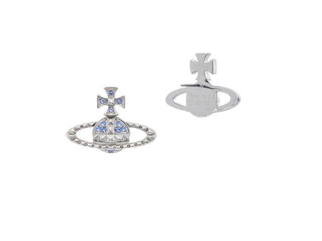 Vivienne Westwood Vivienne Westwood Mayfair Bas Relief Earrings In Rhodium Light Sapphire Crystal - view 2