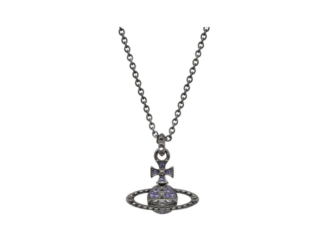 Vivienne Westwood Vivienne Westwood Mayfair Bas Relief Pendant Gunmetal-Tanzanite Crystal
