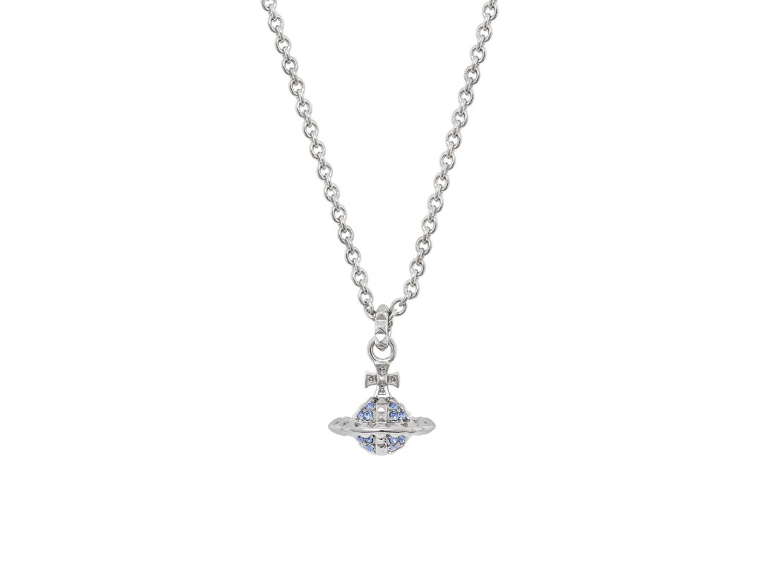 Vivienne Westwood Vivienne Westwood Mayfair Small Orb Pendant In Silver-Tone Plating Rhodium-Light Sapphire Crystal
