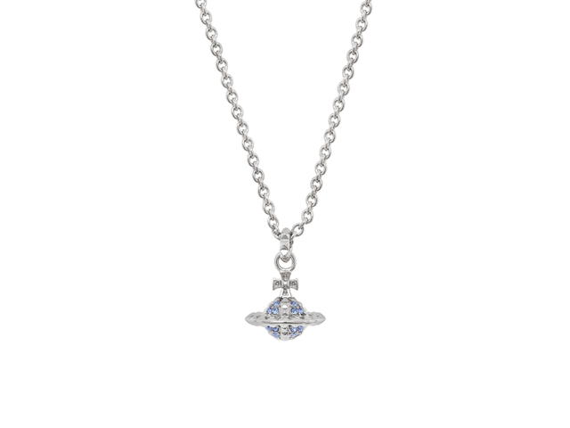 Vivienne Westwood Vivienne Westwood Mayfair Small Orb Pendant In Silver-Tone Plating Rhodium-Light Sapphire Crystal - view 1