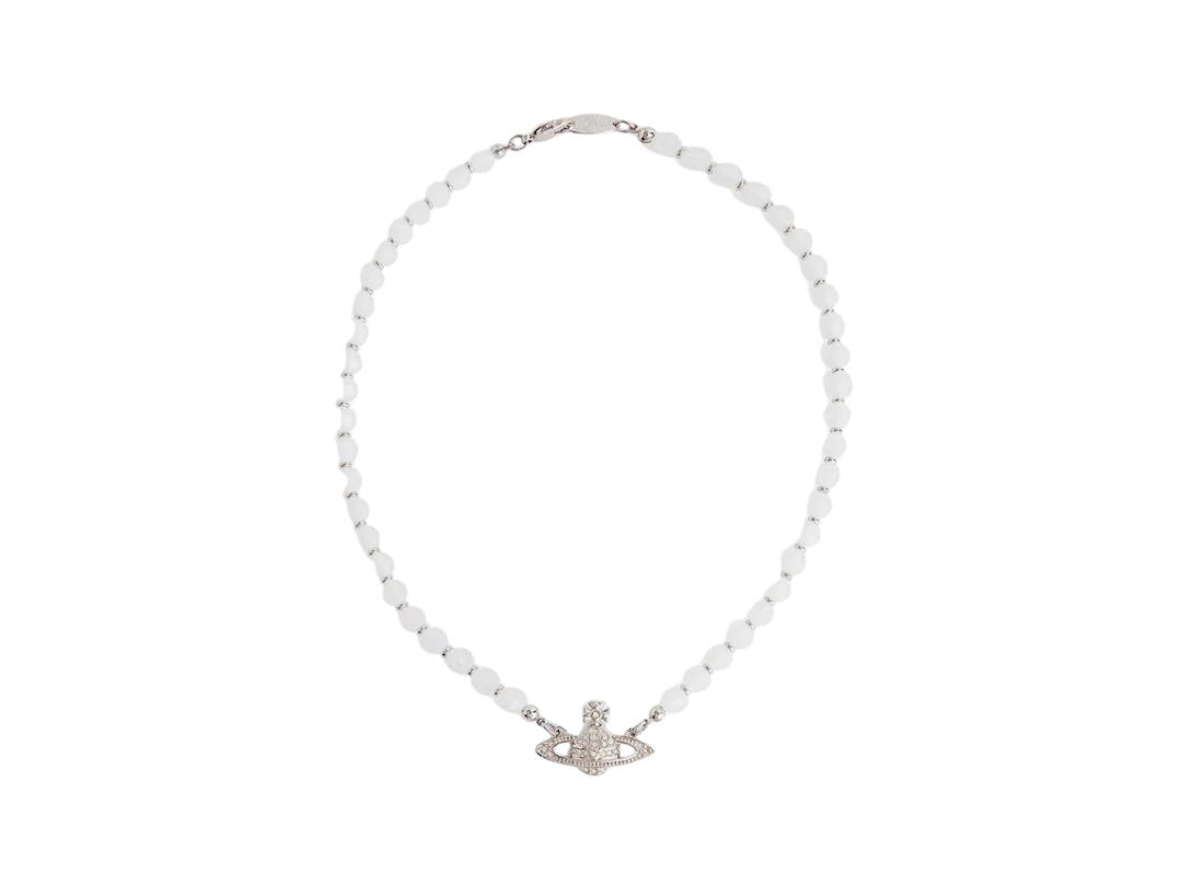 Vivienne Westwood Vivienne Westwood Messaline Pendant In Silver-tone Brass And Crystal