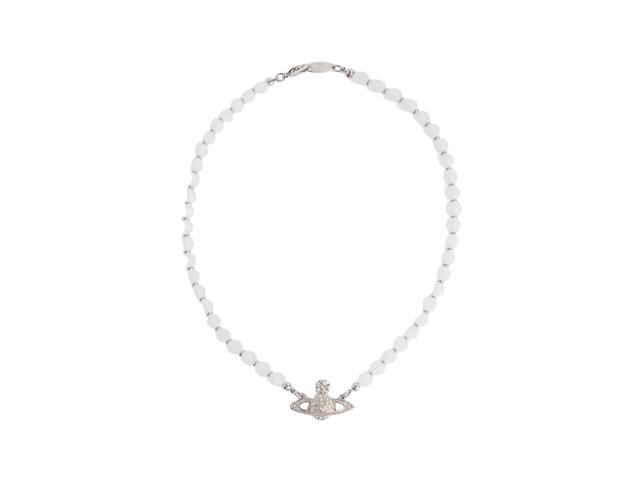Vivienne Westwood Vivienne Westwood Messaline Pendant In Silver-tone Brass And Crystal - view 1