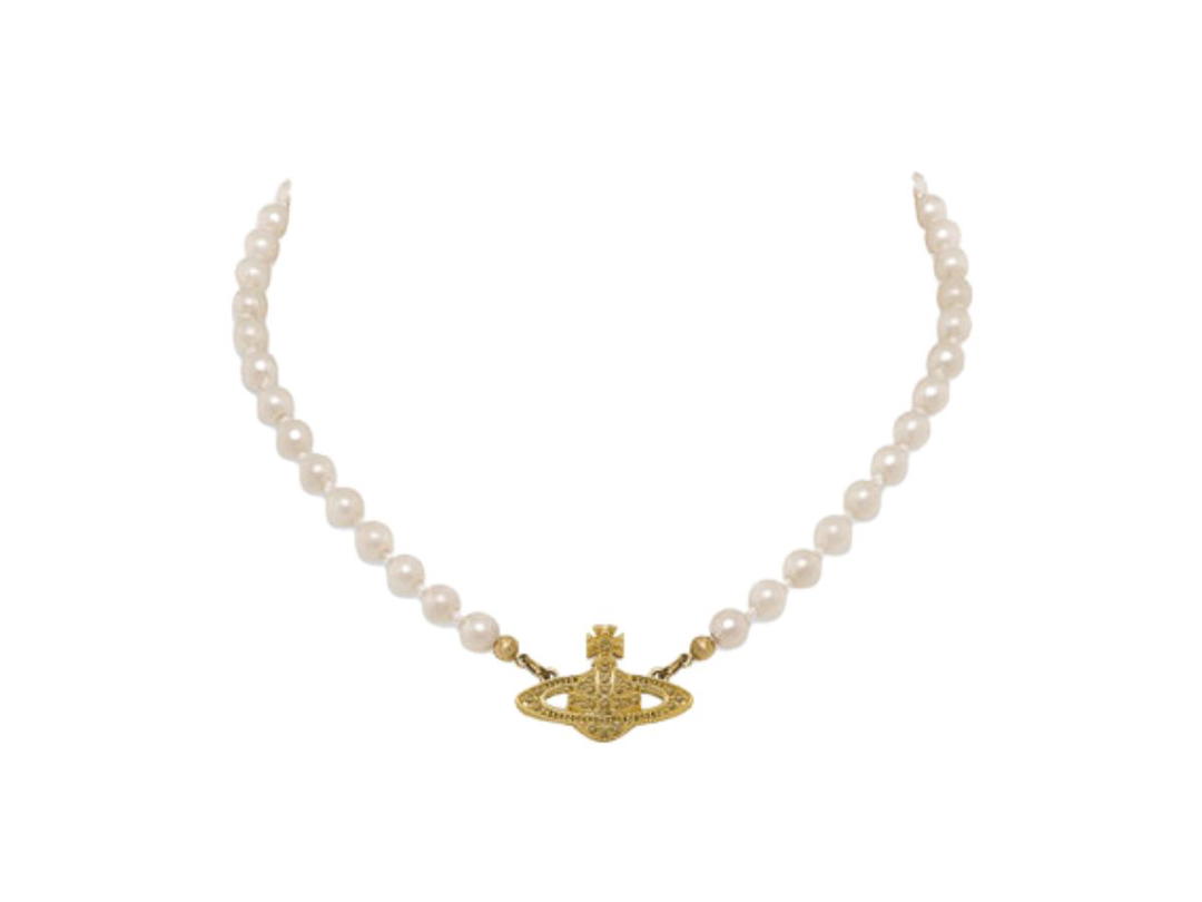 Vivienne Westwood Vivienne Westwood Mini Bas Relief Choker Gold Light Colorado Topaz Pearl