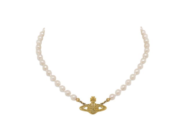 Vivienne Westwood Vivienne Westwood Mini Bas Relief Choker Gold Light Colorado Topaz Pearl - view 1