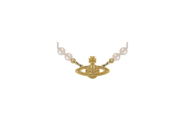 Vivienne Westwood Vivienne Westwood Mini Bas Relief Choker Gold Light Colorado Topaz Pearl - view 2