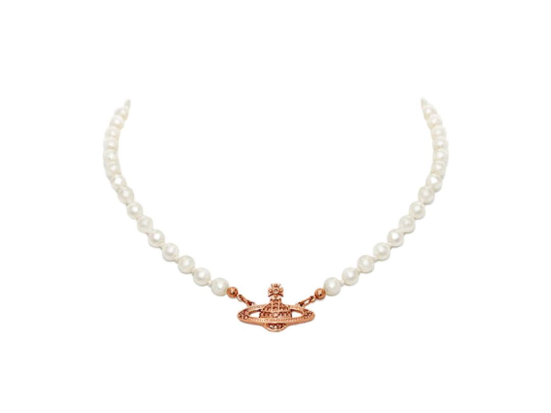 Vivienne Westwood Vivienne Westwood Mini Bas Relief Choker Pink Gold Silk Pearl