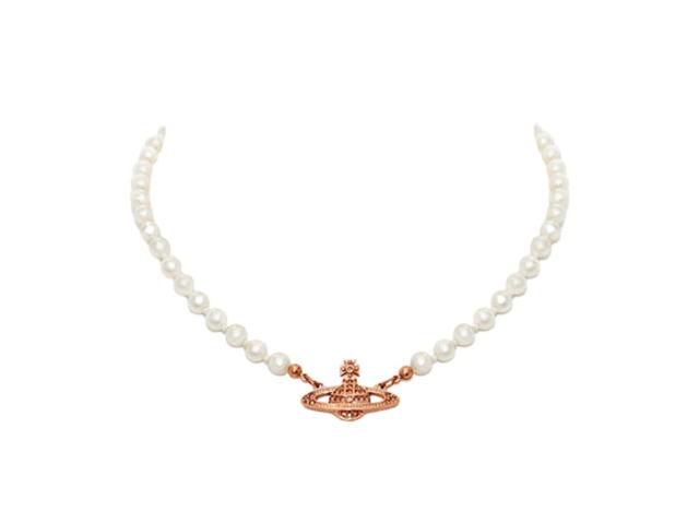 Vivienne Westwood Vivienne Westwood Mini Bas Relief Choker Pink Gold Silk Pearl - view 1
