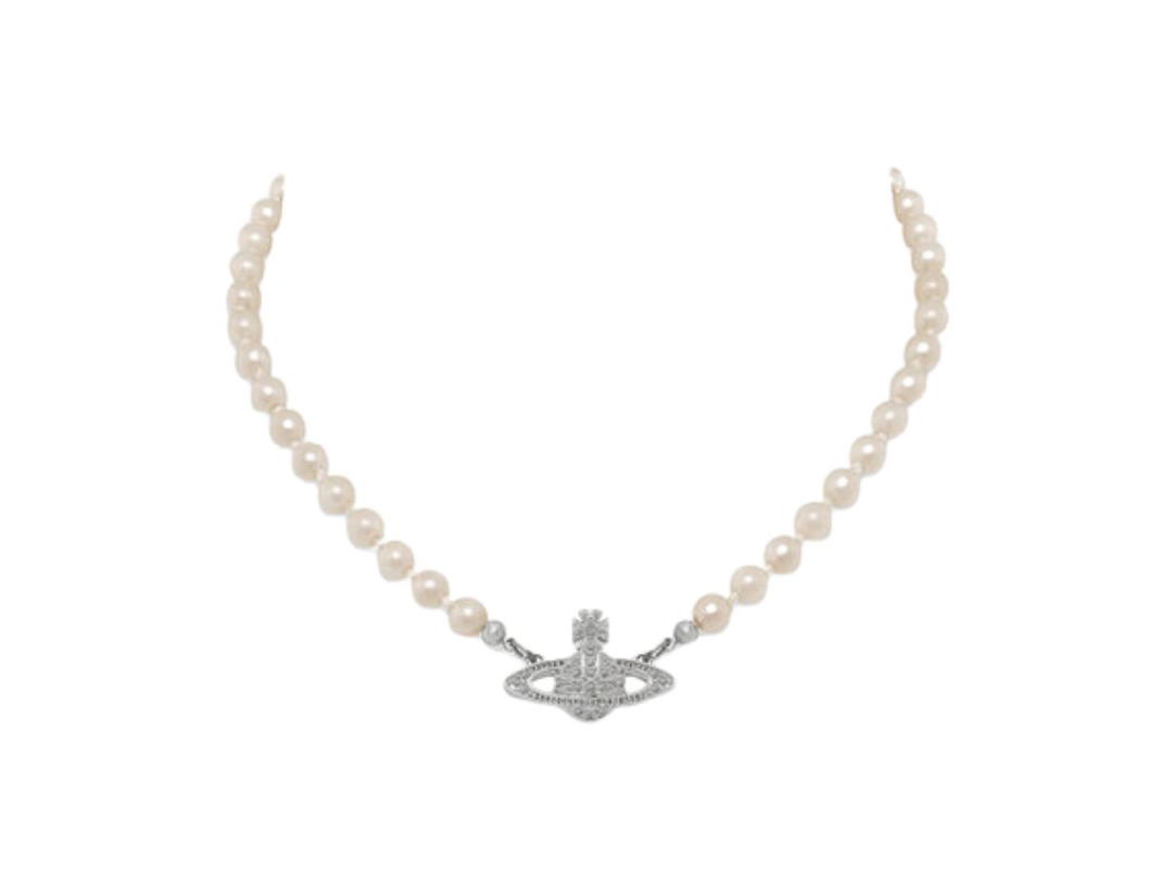 Vivienne Westwood Vivienne Westwood Mini Bas Relief Choker Platinum-Crystal-Pearl