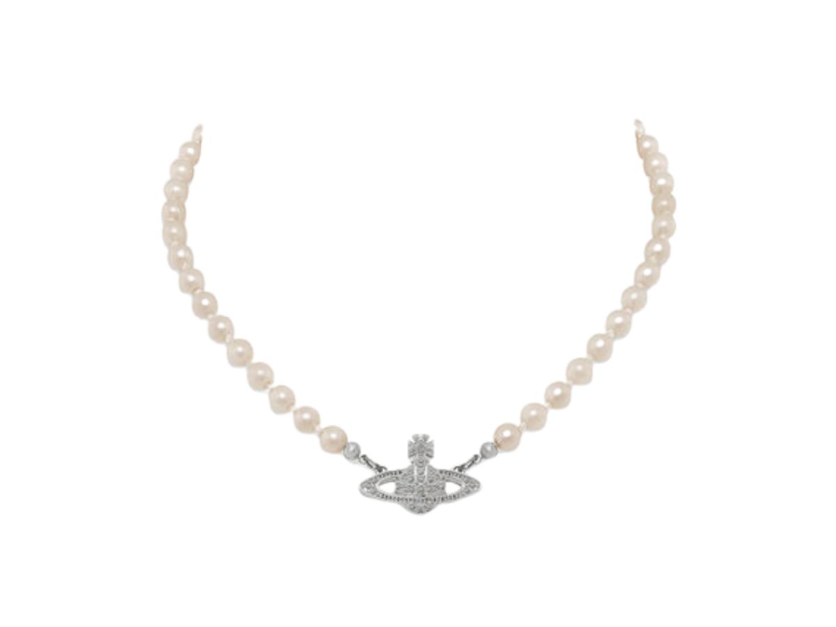 Vivienne Westwood Vivienne Westwood Mini Bas Relief Choker Platinum-Crystal-Pearl