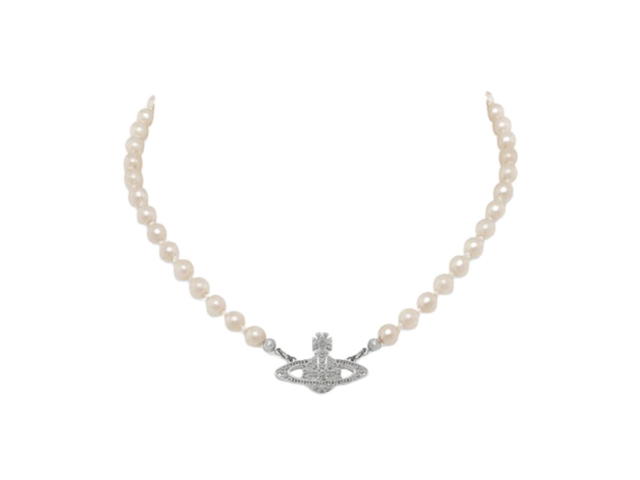Vivienne Westwood Vivienne Westwood Mini Bas Relief Choker Platinum-Crystal-Pearl - view 1