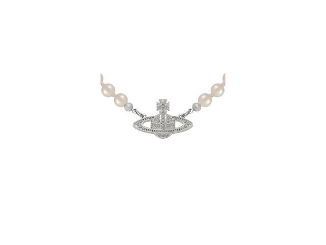 Vivienne Westwood Vivienne Westwood Mini Bas Relief Choker Platinum-Crystal-Pearl - view 2