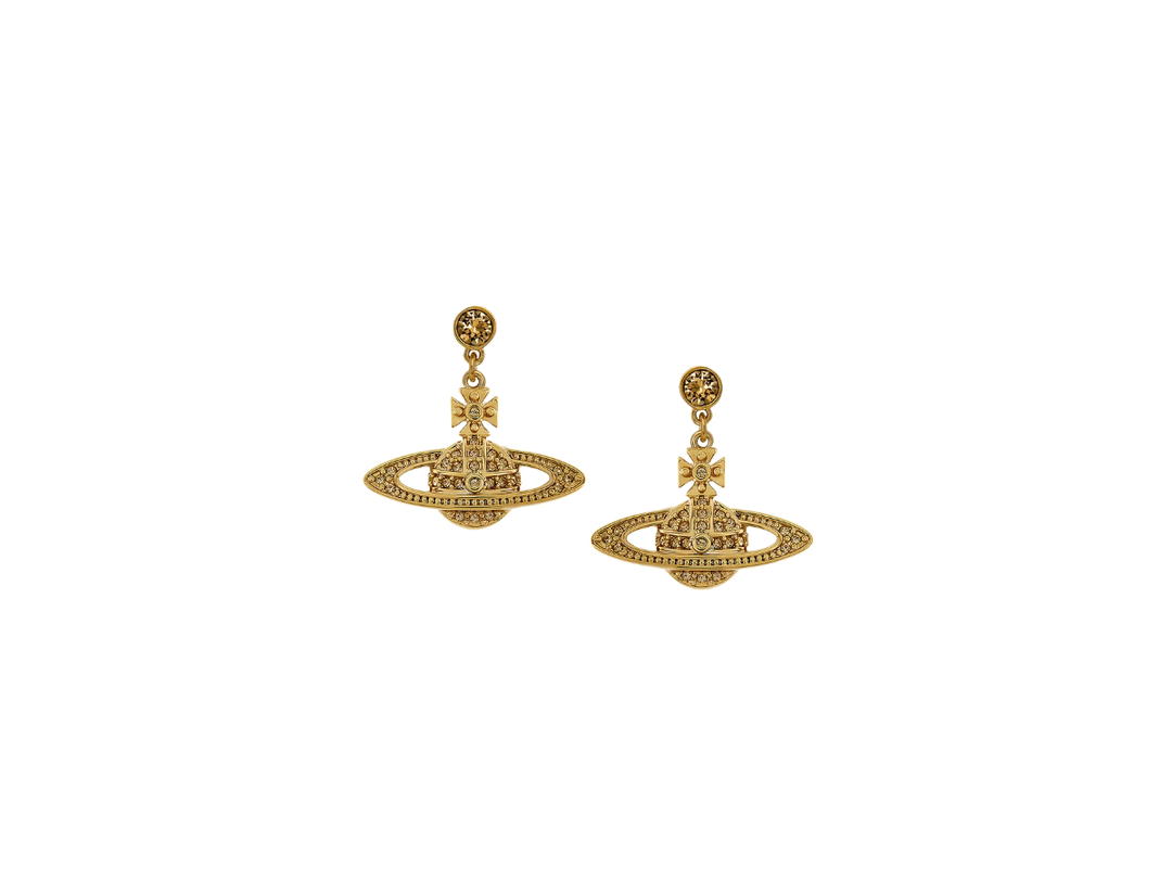 Vivienne Westwood Vivienne Westwood Mini Bas Relief Drop Earrings In Brass-Crystal With Gold Color