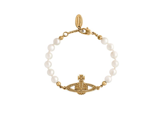 Vivienne Westwood Vivienne Westwood Mini Bas Relief Pearl Bracelet Gold - view 1