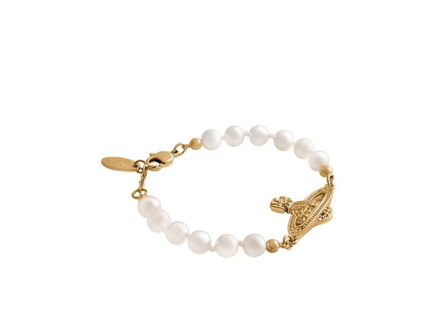 Vivienne Westwood Vivienne Westwood Mini Bas Relief Pearl Bracelet Gold - view 2