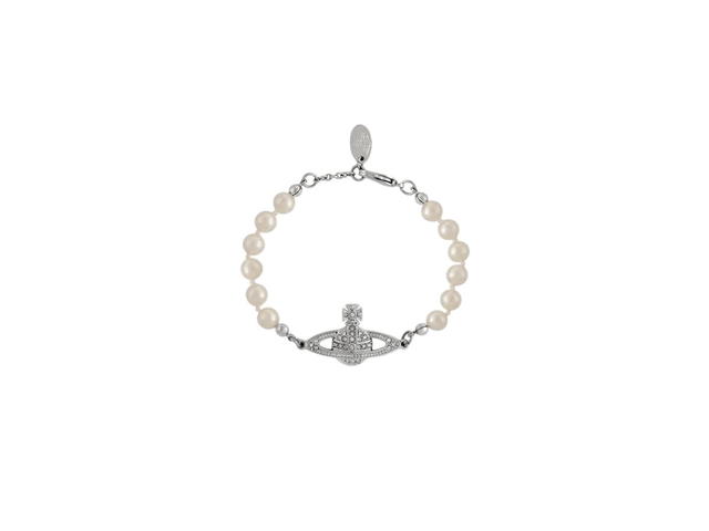 Vivienne Westwood Vivienne Westwood Mini Bas Relief Pearl Chain Bracelet Silver - view 1