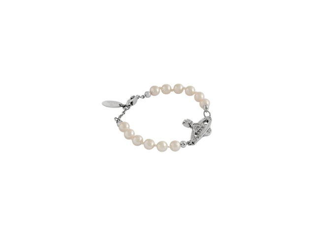 Vivienne Westwood Vivienne Westwood Mini Bas Relief Pearl Chain Bracelet Silver - view 2