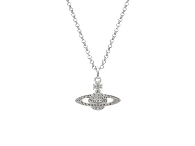 Vivienne Westwood Vivienne Westwood Man. Mini Bas Relief Pendant Necklace 55CM In Silver Tone Plating With Crystal Encrusted Orb - view 1