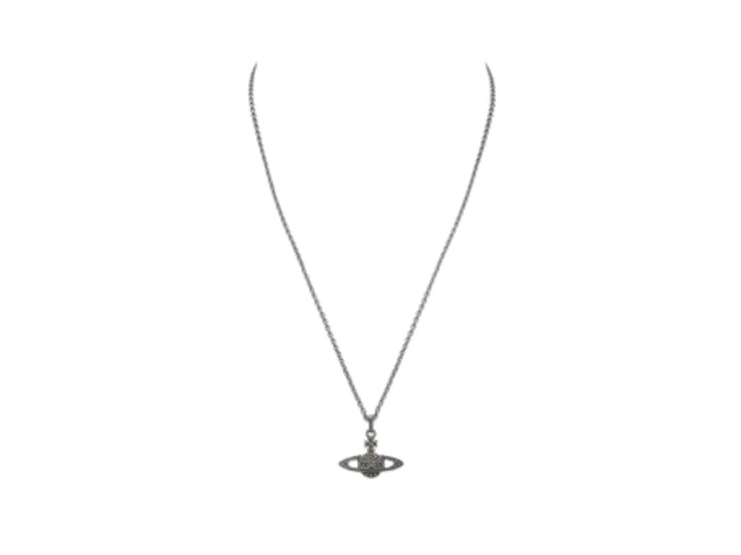 Vivienne Westwood Vivienne Westwood Mini Bas Relief Pendant Ruthenium Black Diamond