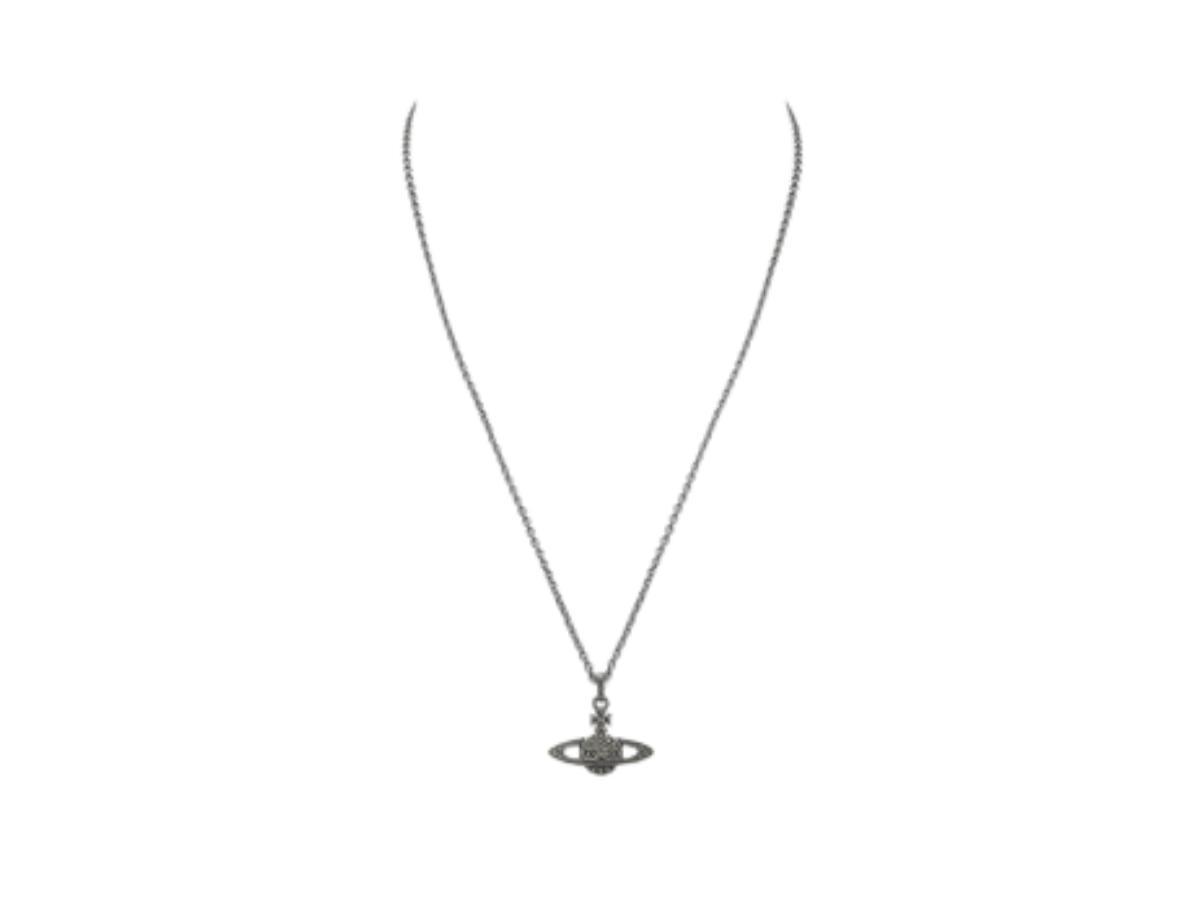 Vivienne Westwood Vivienne Westwood Mini Bas Relief Pendant Ruthenium Black Diamond
