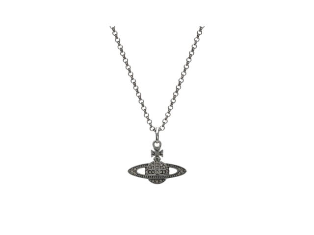 Vivienne Westwood Vivienne Westwood Mini Bas Relief Pendant Ruthenium Black Diamond - view 2