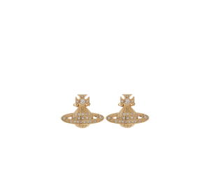 Buy Vivienne Westwood Minnie Bas Relief Earrings In Brass With Crystal Gold at Sasom – Authentic and Ready to Ship