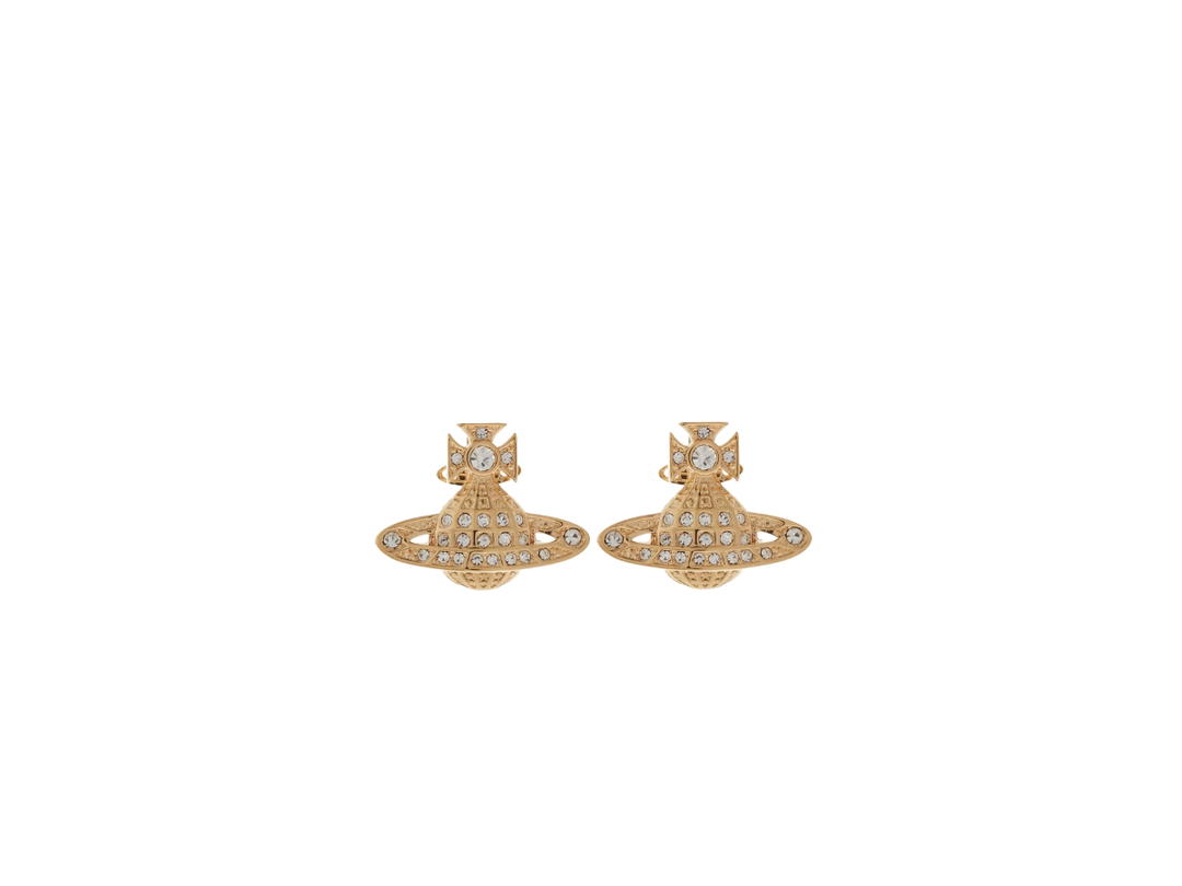 Vivienne Westwood Vivienne Westwood Minnie Bas Relief Earrings In Brass With Crystal Gold