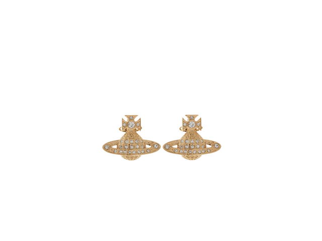 Vivienne Westwood Vivienne Westwood Minnie Bas Relief Earrings In Brass With Crystal Gold - view 1