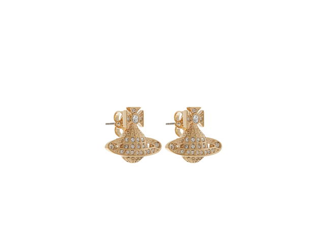 Vivienne Westwood Vivienne Westwood Minnie Bas Relief Earrings In Brass With Crystal Gold - view 2
