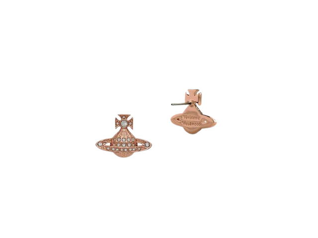 Vivienne Westwood Vivienne Westwood Minnie Bas Relief Earrings In Brass With Crystal Pink Gold - view 2