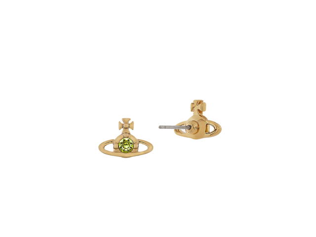 Vivienne Westwood Vivienne Westwood Nano Solitaire Earrings In Brass Gold-Citrus Green Crystal - view 2