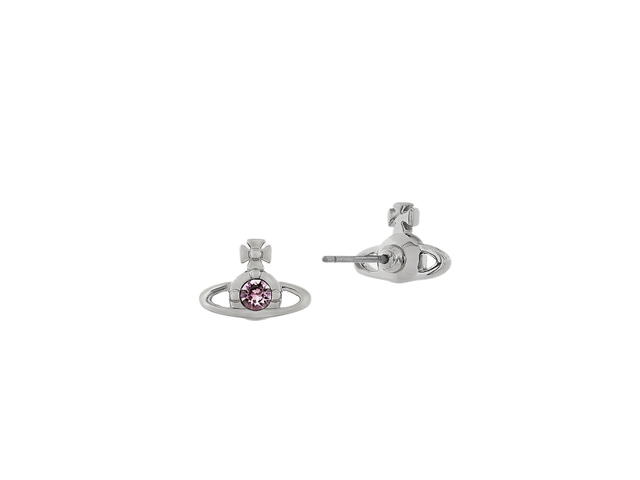 Vivienne Westwood Vivienne Westwood Nano Solitaire Earrings In Brass Platinum-Iris Light Purple Crystal - view 1