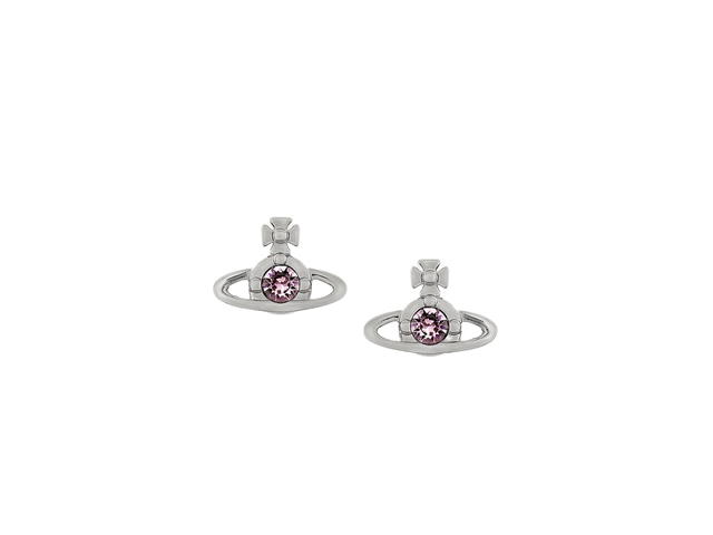 Vivienne Westwood Vivienne Westwood Nano Solitaire Earrings In Brass Platinum-Iris Light Purple Crystal - view 2
