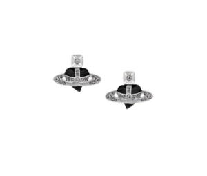 Buy Vivienne Westwood New Diamante Heart Earrings Platinum-Black Diamond Crystal-Black at Sasom – Authentic and Ready to Ship