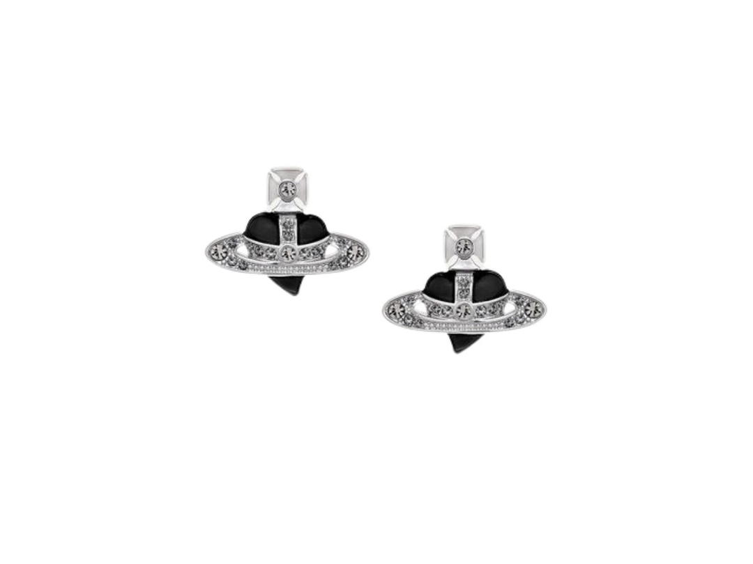 Vivienne Westwood Vivienne Westwood New Diamante Heart Earrings Platinum-Black Diamond Crystal-Black