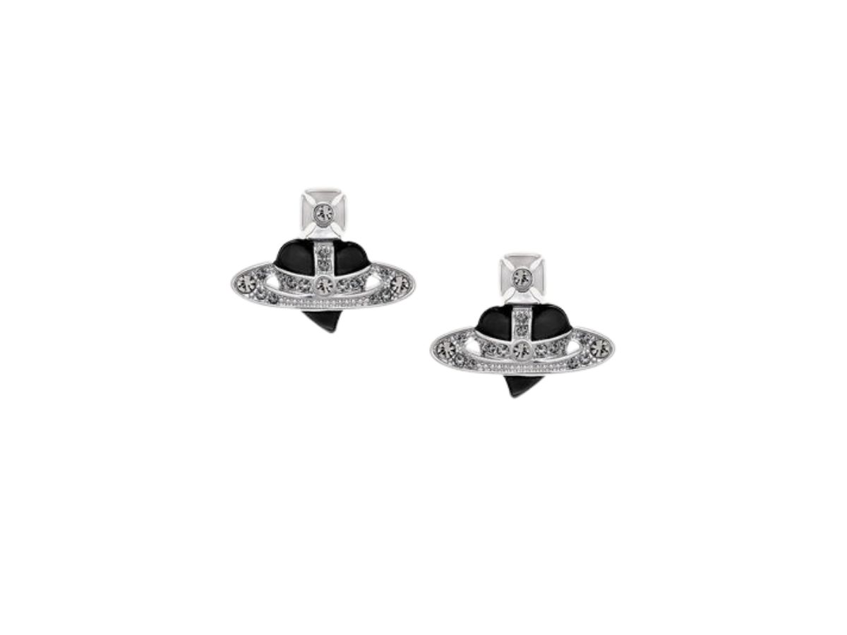 Vivienne Westwood Vivienne Westwood New Diamante Heart Earrings Platinum-Black Diamond Crystal-Black