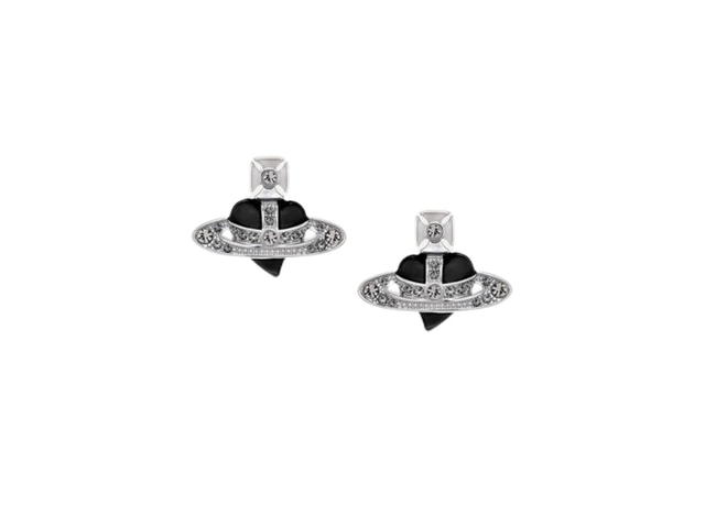 Vivienne Westwood Vivienne Westwood New Diamante Heart Earrings Platinum-Black Diamond Crystal-Black - view 1