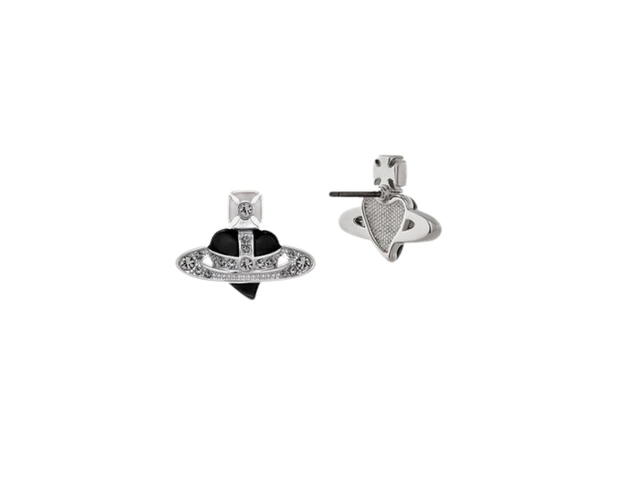 Vivienne Westwood Vivienne Westwood New Diamante Heart Earrings Platinum-Black Diamond Crystal-Black - view 2