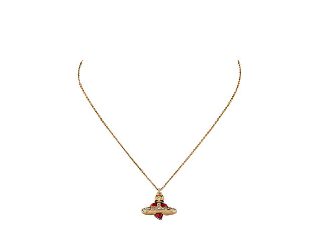 Vivienne Westwood Vivienne Westwood New Diamante Heart Pendant Necklace In New Diamante Heart With Gold-Tone Pink Enamel-White Crystals - view 2