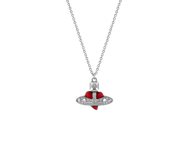 Vivienne Westwood Vivienne Westwood New Diamante Heart Pendant Necklace In New Diamante Heart With Silver-Tone Pink Enamel-White Crystals - view 1