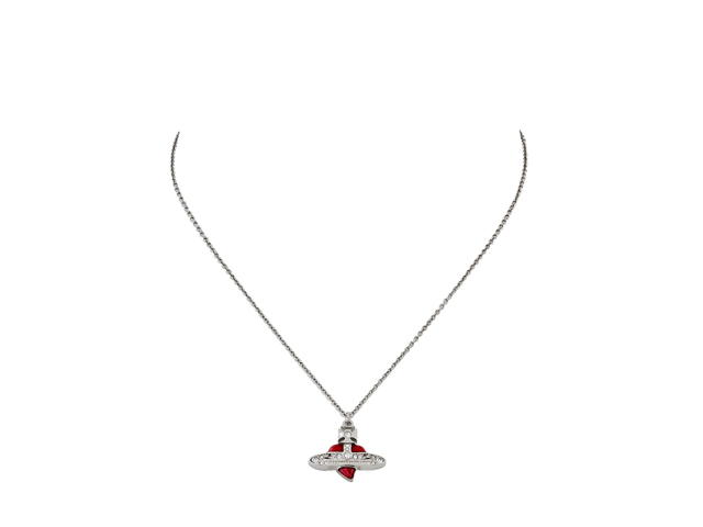 Vivienne Westwood Vivienne Westwood New Diamante Heart Pendant Necklace In New Diamante Heart With Silver-Tone Pink Enamel-White Crystals - view 2