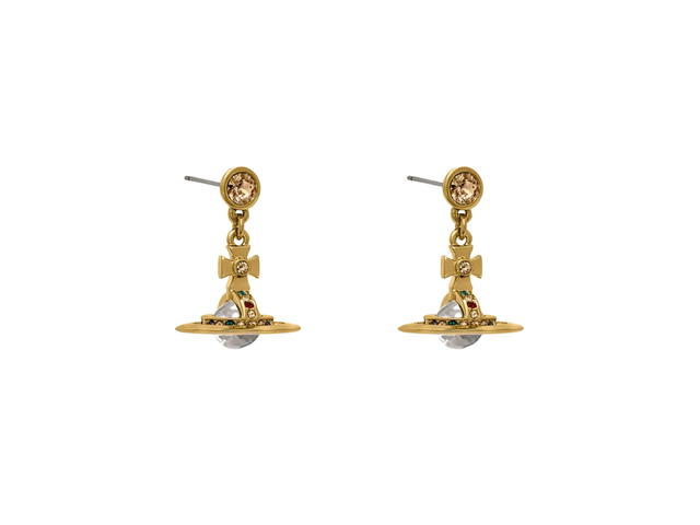 Vivienne Westwood Vivienne Westwood New Petite Orb Earrings In Brass With Swarovski Crystal Gold - view 2