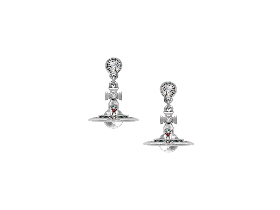 Vivienne Westwood Vivienne Westwood New Petite Orb Earrings In Orb Motif Brass-Crystal With Silver-Color