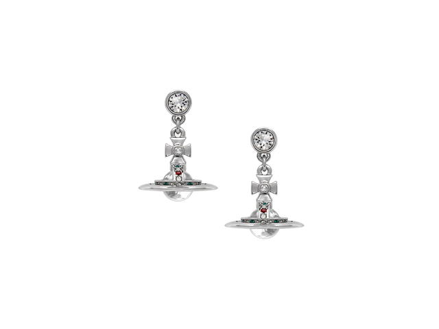 Vivienne Westwood Vivienne Westwood New Petite Orb Earrings In Orb Motif Brass-Crystal With Silver-Color - view 1