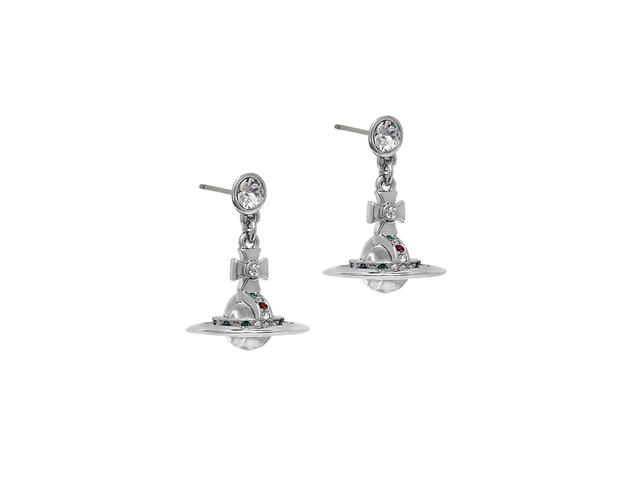 Vivienne Westwood Vivienne Westwood New Petite Orb Earrings In Orb Motif Brass-Crystal With Silver-Color - view 2