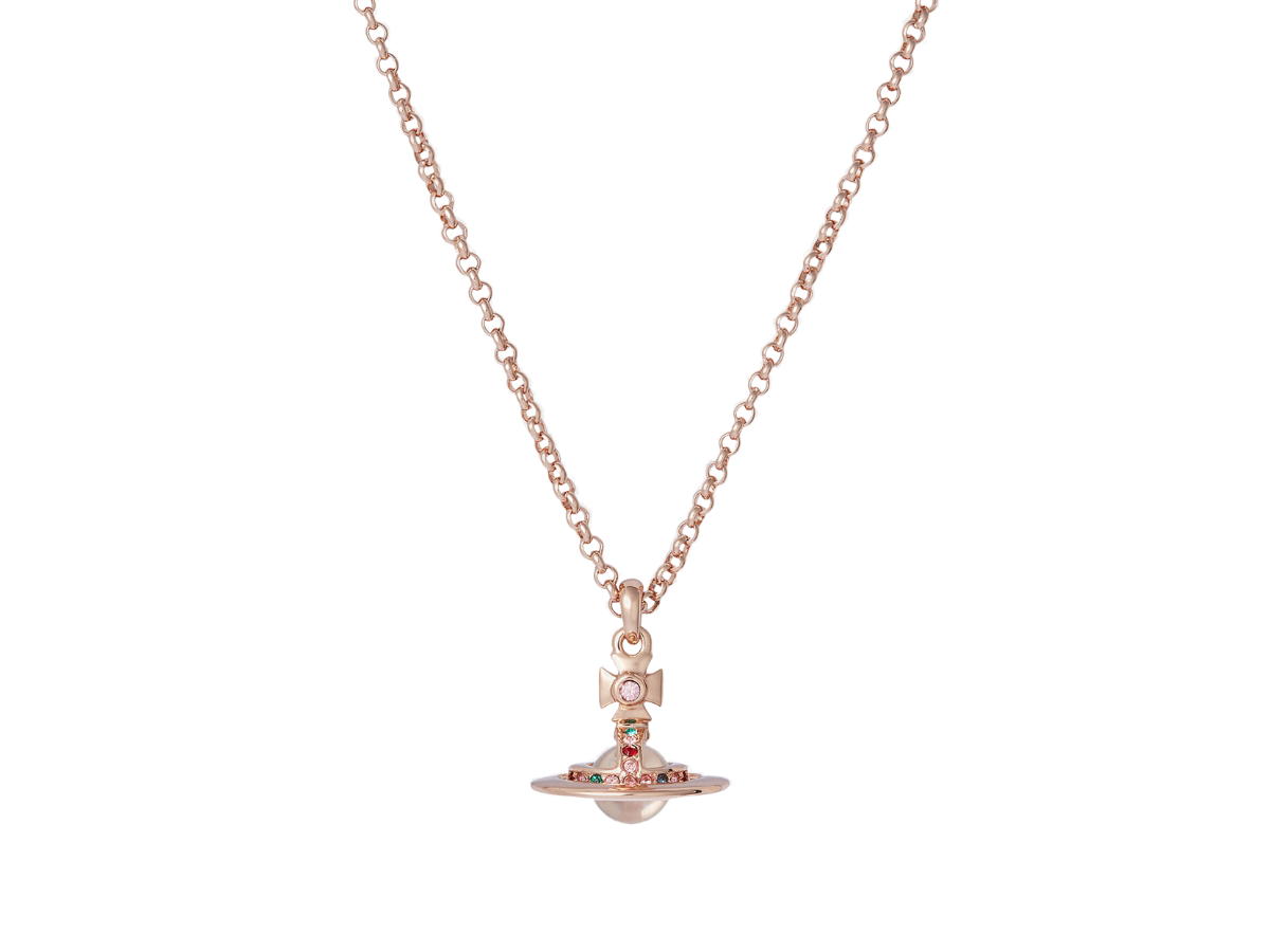 Vivienne Westwood Vivienne Westwood New Petite Orb Pendant In Orb Motif Brass-Crystal With Pink-Gold Color