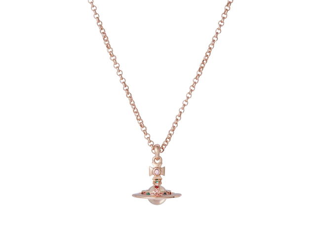 Vivienne Westwood Vivienne Westwood New Petite Orb Pendant In Orb Motif Brass-Crystal With Pink-Gold Color - view 1