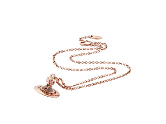 Vivienne Westwood Vivienne Westwood New Petite Orb Pendant In Orb Motif Brass-Crystal With Pink-Gold Color - view 2