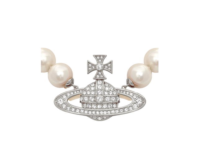 Vivienne Westwood Vivienne Westwood Neysa Pearl Choker In Silver-Toned Palting With Preciosa Crystals - view 2